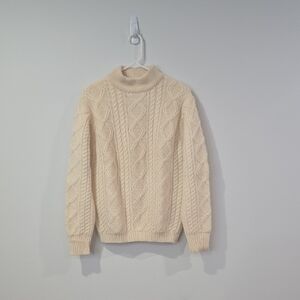 Vintage Wool Fishermancore Cream Cable Knit Sweater